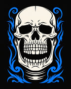 Vivid Blue Flame Skull Rug