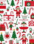 Festive Christmas Elves and Candy Canes Rug