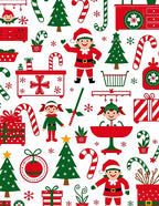 Festive Christmas Elves and Candy Canes Rug