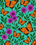 Orange Butterfly Blossom Garden Rug