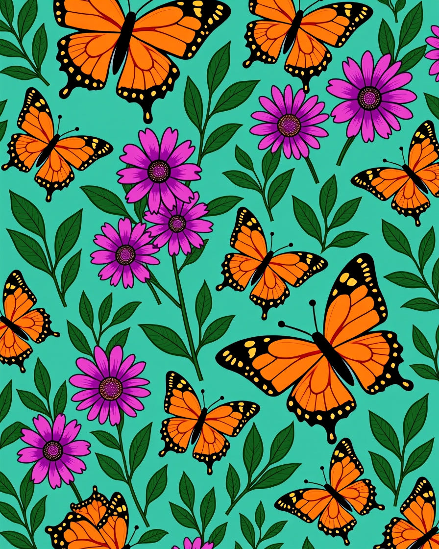 Orange Butterfly Blossom Garden Rug