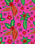 Merry Pink Holly Snowflake Bow Rug