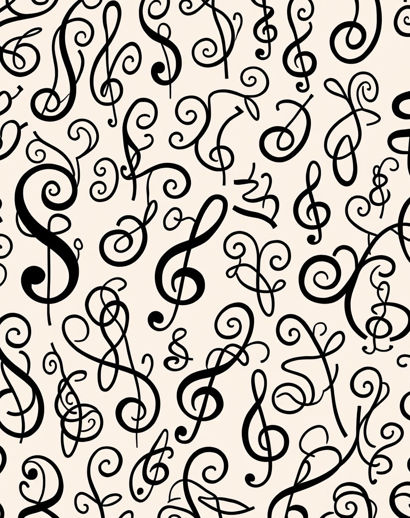 Monochromatic Musical Notes Swirls Rug