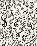 Monochromatic Musical Notes Swirls Rug