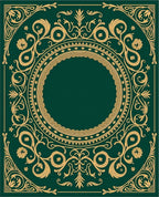 Emerald Gold Scrollwork Floral Frame Rug