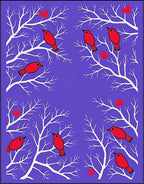 Red Birds On White Tree Branches Rug