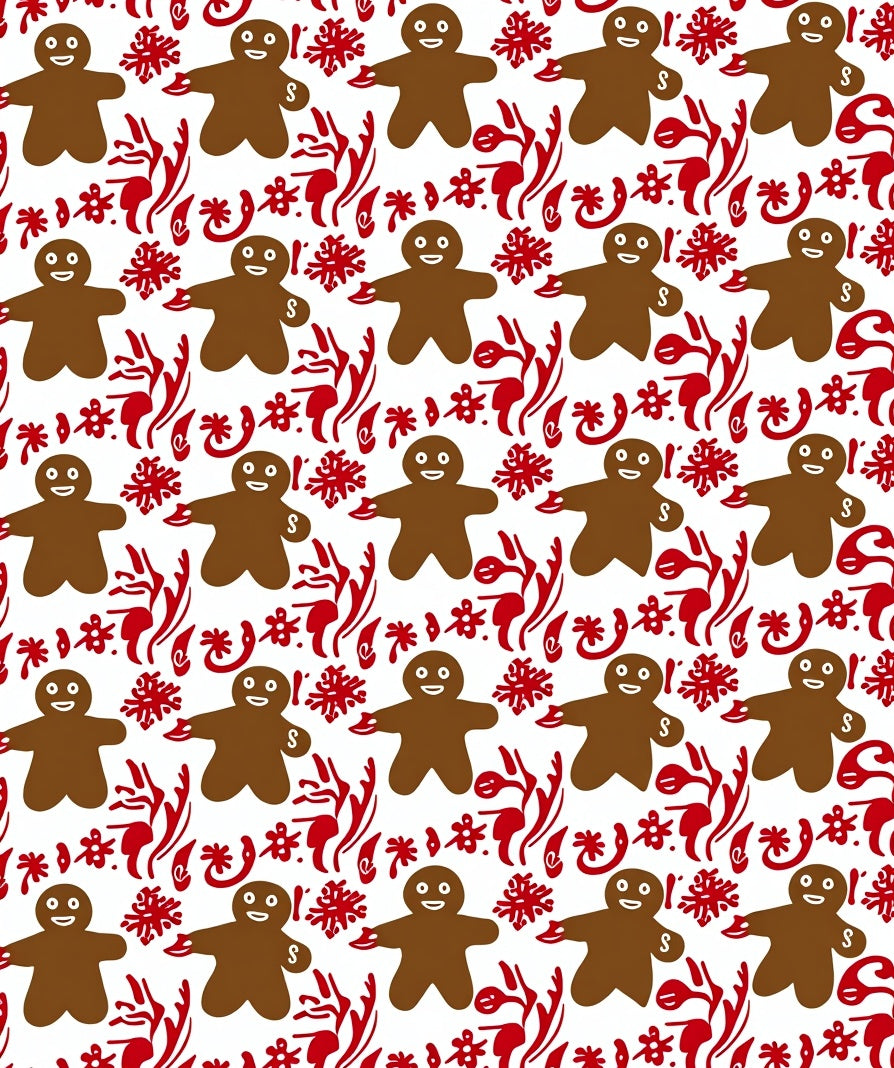 Brown Gingerbread Man Red Snowflake Rug