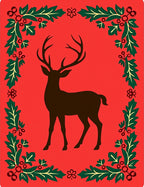 Red Deer Holly Garland Rug