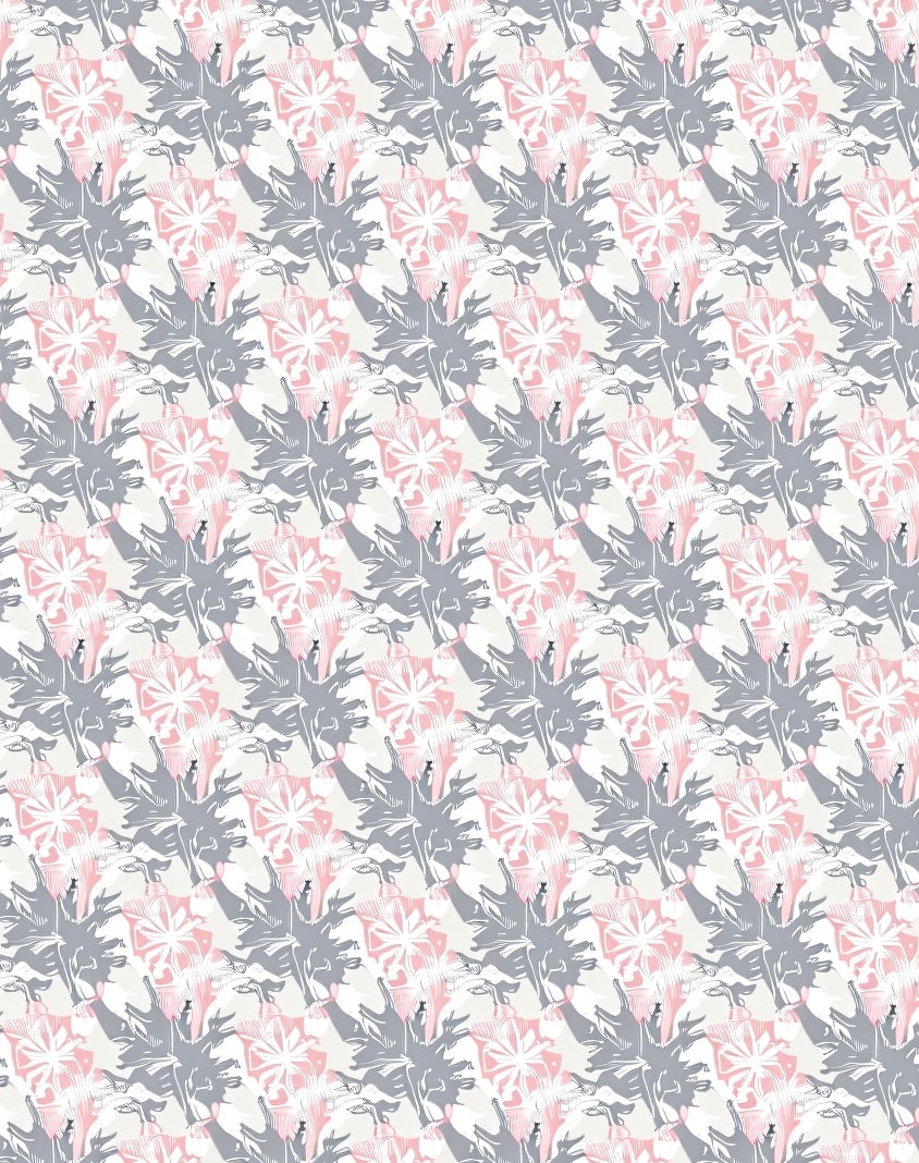 Soft Petal Gray Pink Medallion Rug