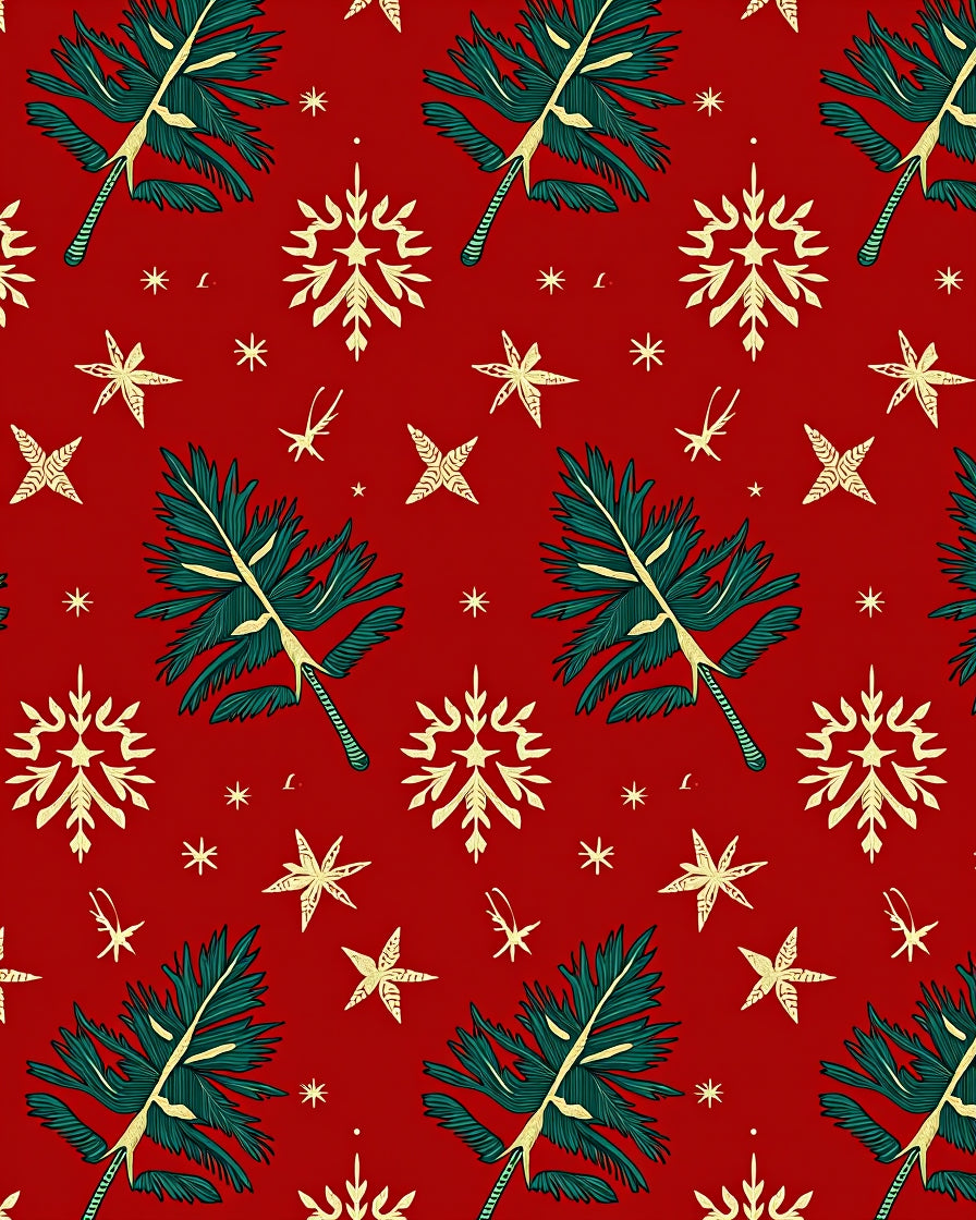 Red Woodland Pine Snowflake Yuletide Rug