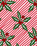 Red White Striped Holly Garland Rug