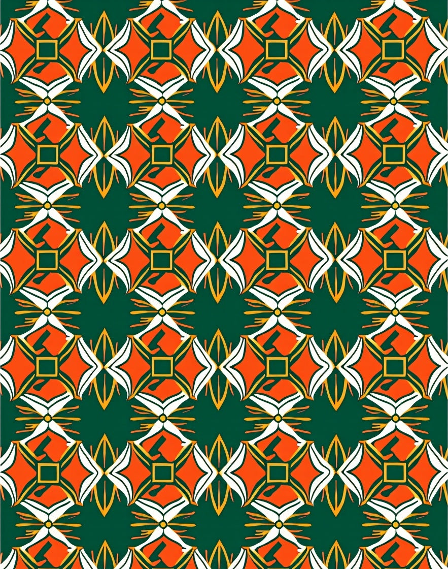 Emerald Orange White Geometric Medallion Rug