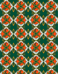Emerald Orange White Geometric Medallion Rug