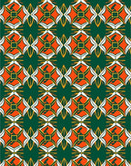 Emerald Orange White Geometric Medallion Rug