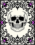 Ornate Skull Floral Frame Rug