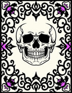 Ornate Skull Floral Frame Rug