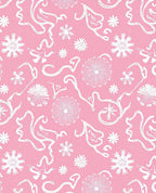 White Whimsical Flourishes Pink Floral Rug