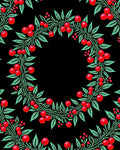 Red Cherry Garland Black Ground Rug
