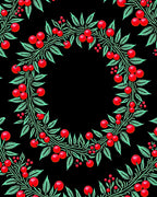 Red Cherry Garland Black Ground Rug