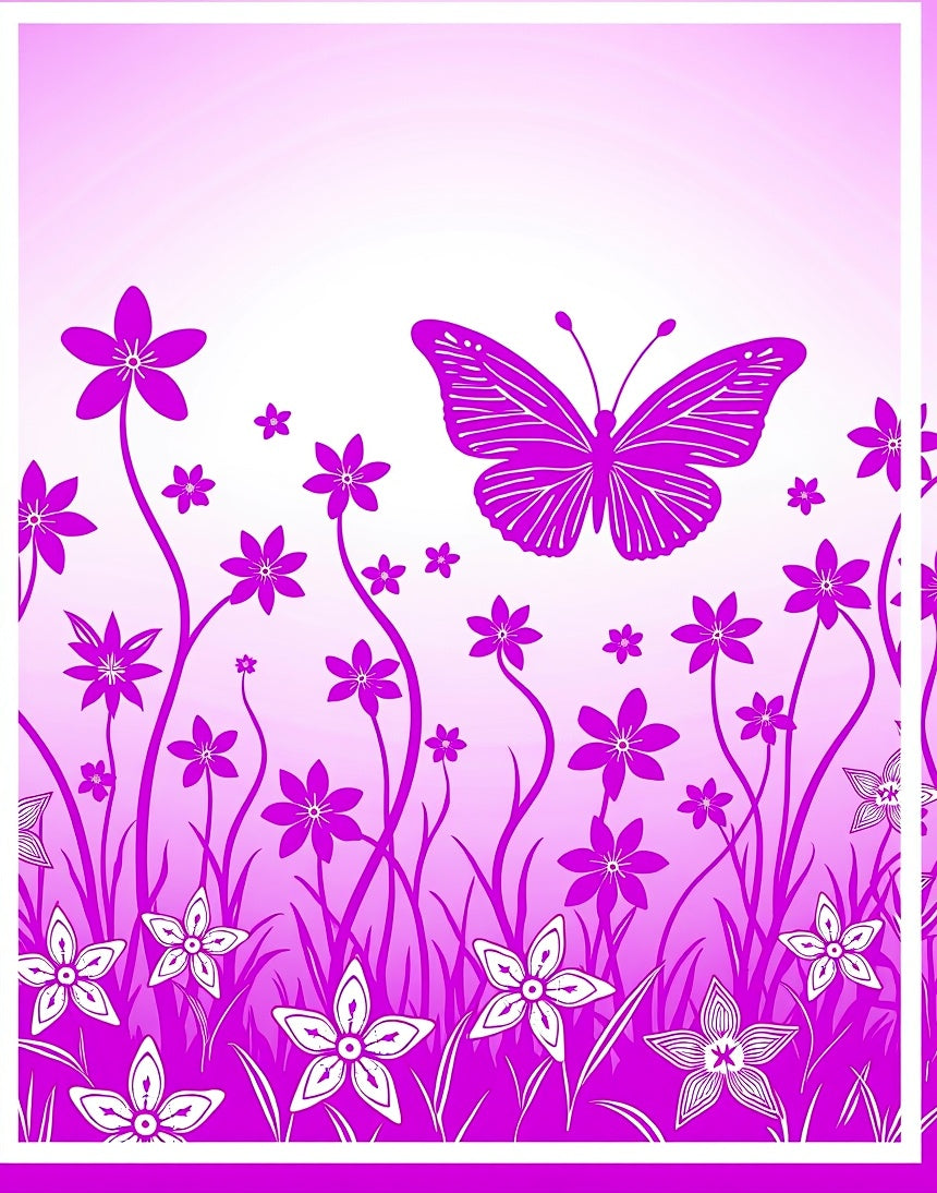 Vibrant Pink Butterfly Floral Meadow Rug