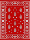 Red White Leaf Floral Border Rug