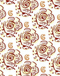 Cream and Brown Abstract Swirl Rug