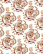 Cream and Brown Abstract Swirl Rug