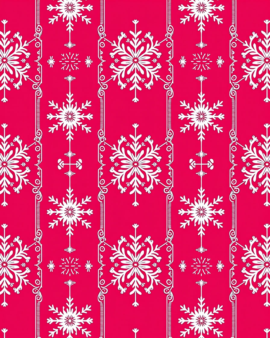 Red White Snowflake Floral Accents Rug