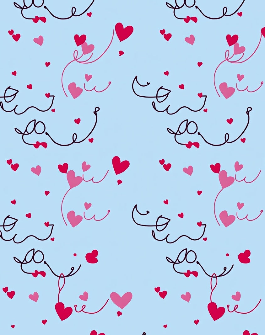 Playful Pink Red Scattered Hearts Rug