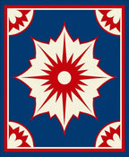 Crimson Red Starburst Blue Medallion Rug
