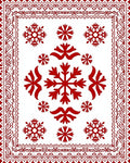 Red Snowflake Border Medallion Rug