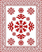 Red Snowflake Border Medallion Rug