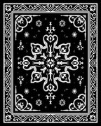 Black and White Floral Mandala Frame Rug
