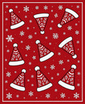 Red Santa Hats Snowflakes Repeating Pattern Rug
