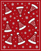 Red Santa Hats Snowflakes Repeating Pattern Rug