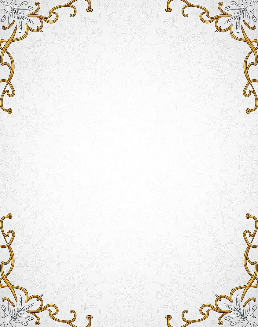 Golden Art Nouveau Floral Scroll Rug