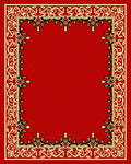 Red Golden Floral Bordered Frame Rug