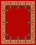 Red Golden Floral Bordered Frame Rug
