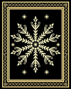 Elegant Black Gold Snowflake Medallion Rug