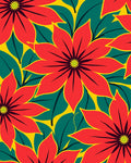 Bold Red Floral Tropical Leaves Rug