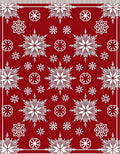 Crimson White Snowflake Cluster Medallion Rug