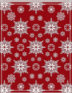 Crimson White Snowflake Cluster Medallion Rug