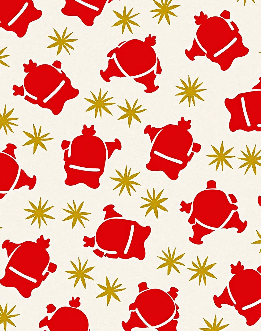 Red Sumo Figures Gold Stars Scatter Rug