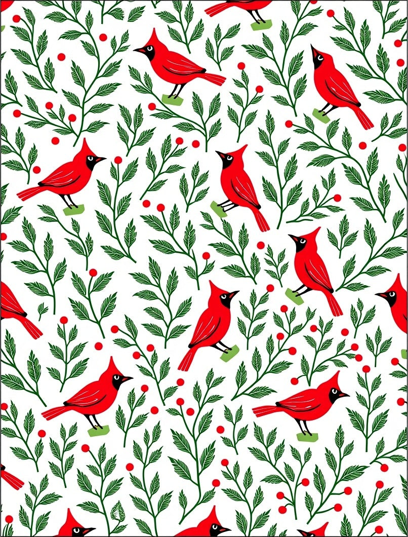 Red Cardinal Green Branch Berry Rug
