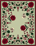 Deep Red Wild Rose Garden Accent Rug