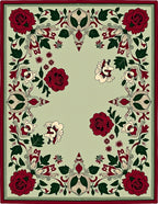 Deep Red Wild Rose Garden Accent Rug