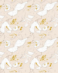 Ethereal White Bird Gold Swirls Rug