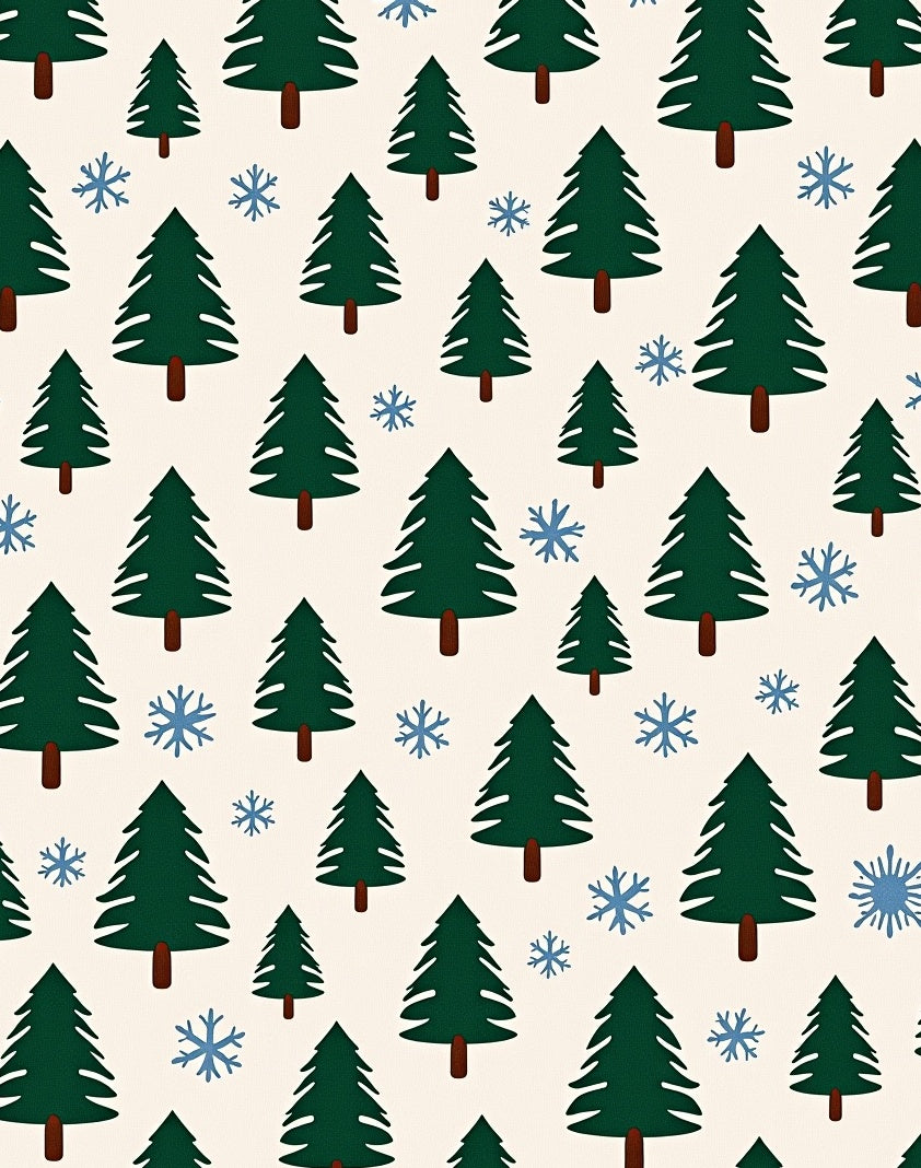 Festive Forest Trees Snowflakes Rug