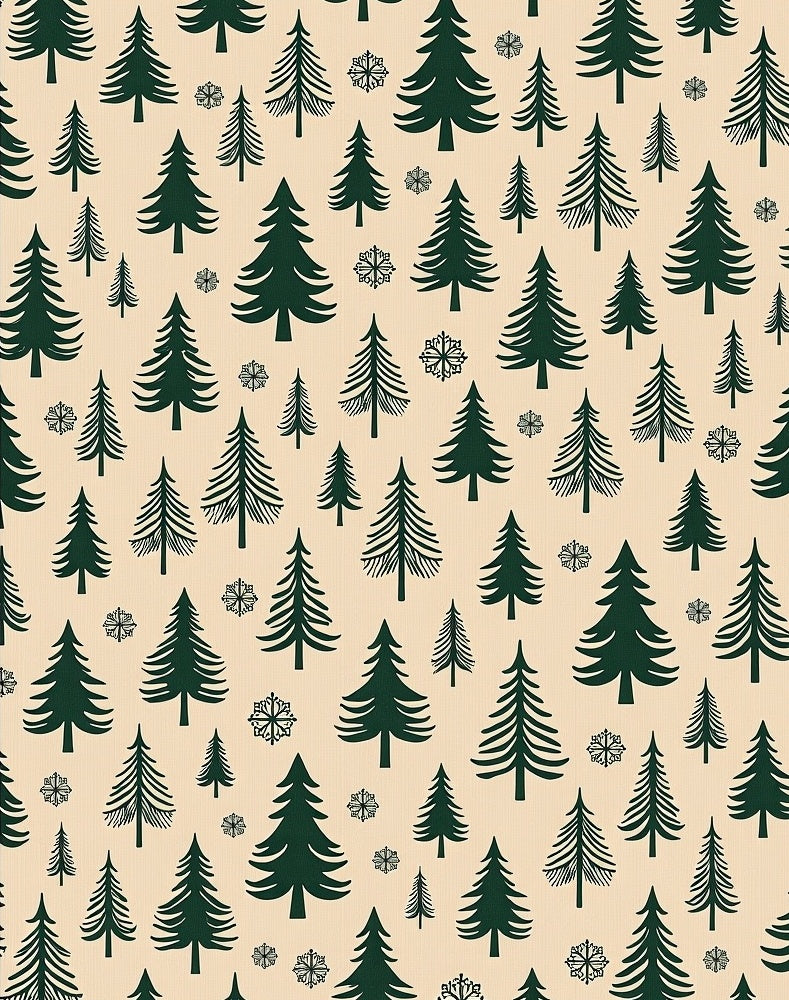 Forest Evergreen Trees Snowflakes Rug