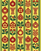Festive Red Green Holiday Ornaments Rug